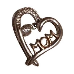Dancing CZ Heart Mom Pendant .925 Sterling Silver